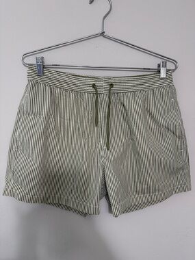 Zara Olive & Cream Striped Men’s Swim Board Shorts